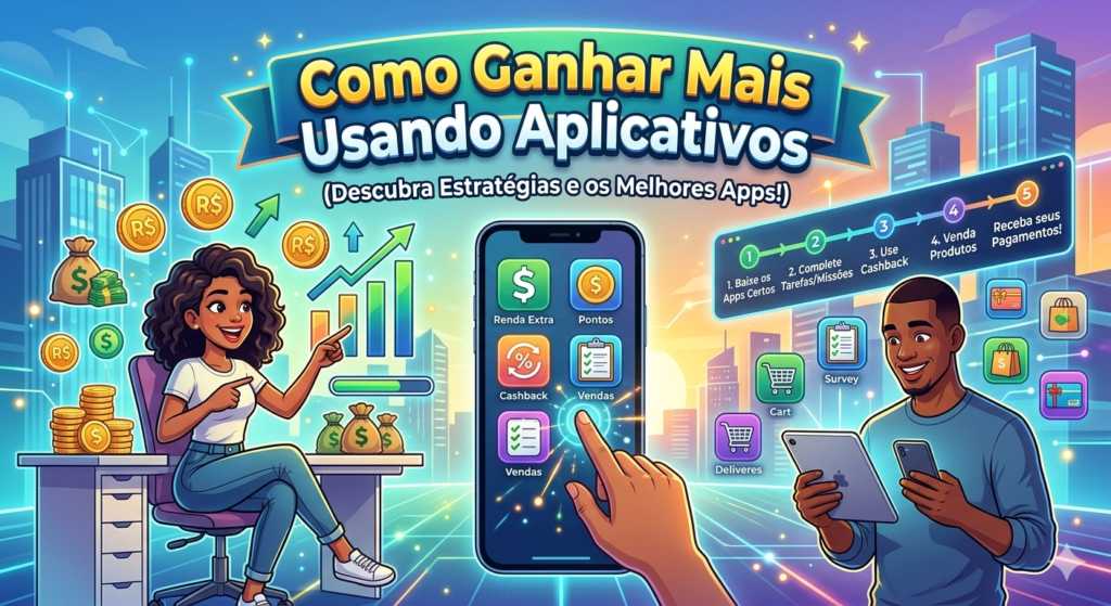 Como-Ganhar-Mais-Usando-Aplicativos-1024x559 15 Aplicativos que Pagam no Pix em 2026 (Apps para Ganhar Dinheiro pelo Celular)